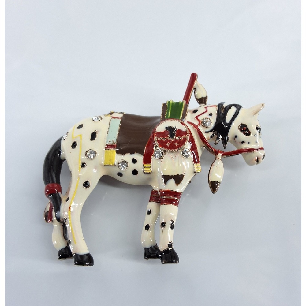 Topp Trail Of Painted Ponies War Pony Vintage Enamel Horse Brooch Pendant Pin